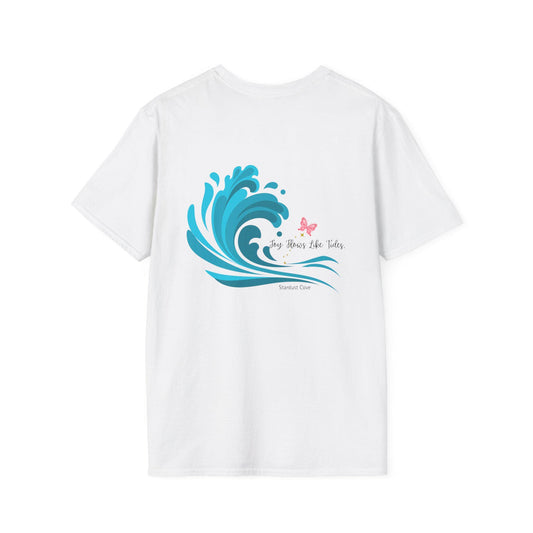 Joy Flows Like Tides Shirt Coastal Butterfly Graphic Tee Celestial Ocean Vibes Stardust Cove Aesthetic T-Shirt Gift