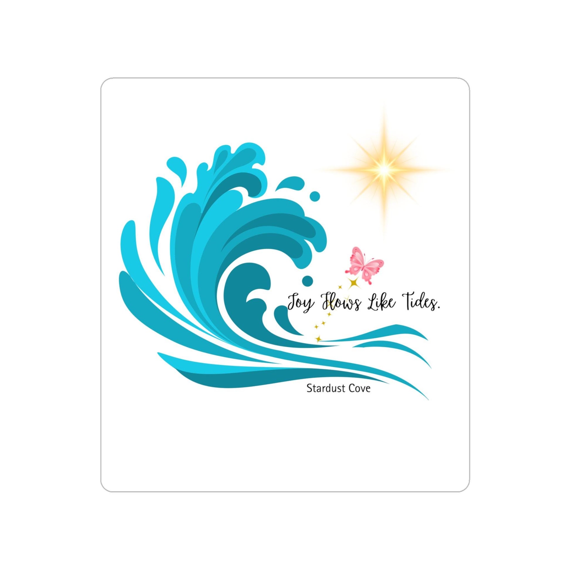 Joy Flows Like Tides Die-Cut Outdoor Sticker, Waterproof Car Decal, Ocean Waves Art, Beach Lover Gift, Boho Vibe Decor