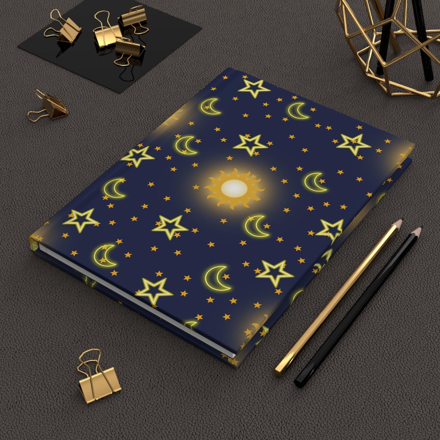 Celestial Dreams Journal, Night Sky Notebook, Starry Pattern Diary, Gift for Moon Lovers, Cosmic Writing Journal