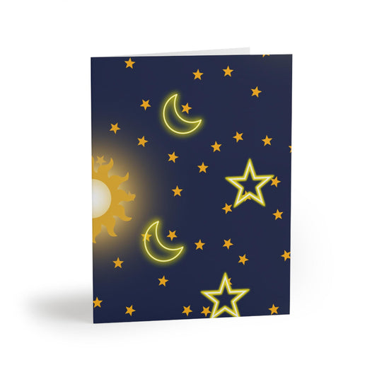 Celestial Greeting Cards Set - Starry Night, Sun & Moon Themes, Perfect for Birthdays, Weddings, Thank You Notes, Celebration Cards