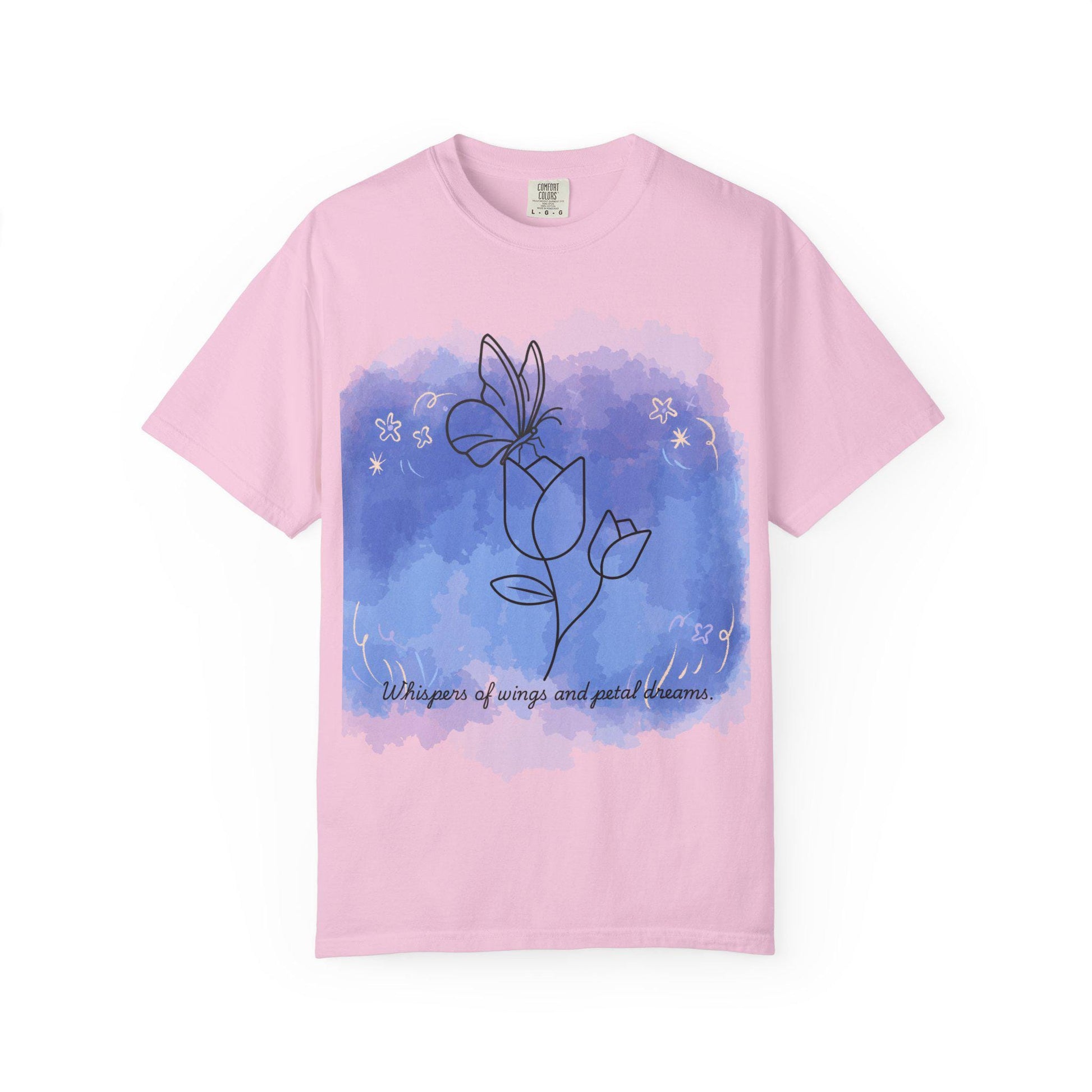 Whispers of Spring Unisex Garment-Dyed T-Shirt, Art Tee, Floral Design, Casual Wear, Gift for Her, Spring Fashion, Nature Lover