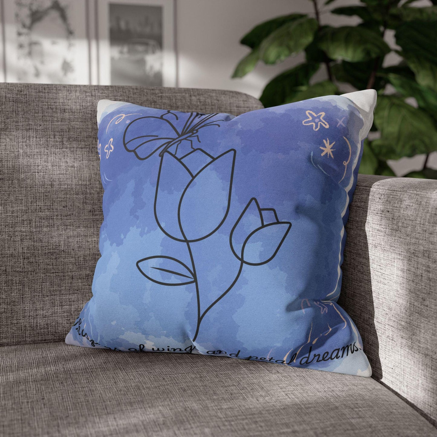 Whimsical Floral Pillowcase, Cozy Decor Gift, Bedroom Accent, Boho Home, Dreamy Atmosphere, Mother's Day