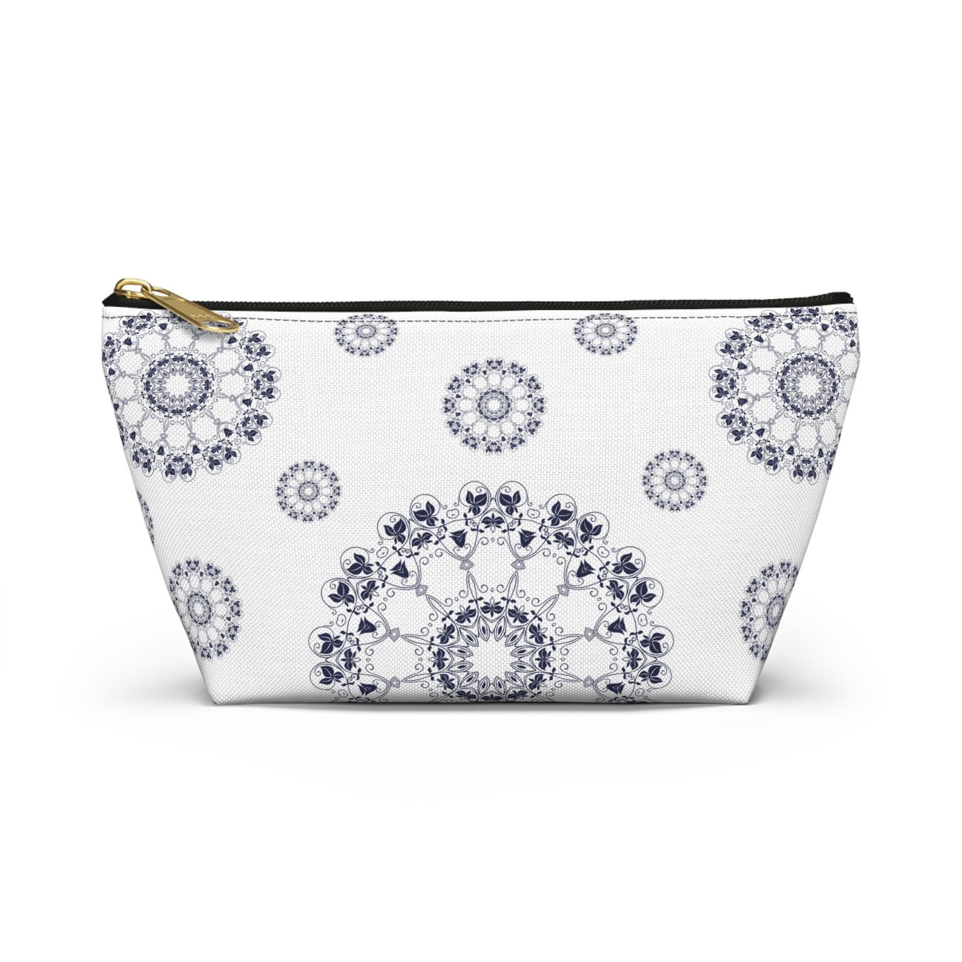 Elegant Mandala Accessory Pouch, Makeup Bag, Travel Organizer, Gift for Her, Floral Design