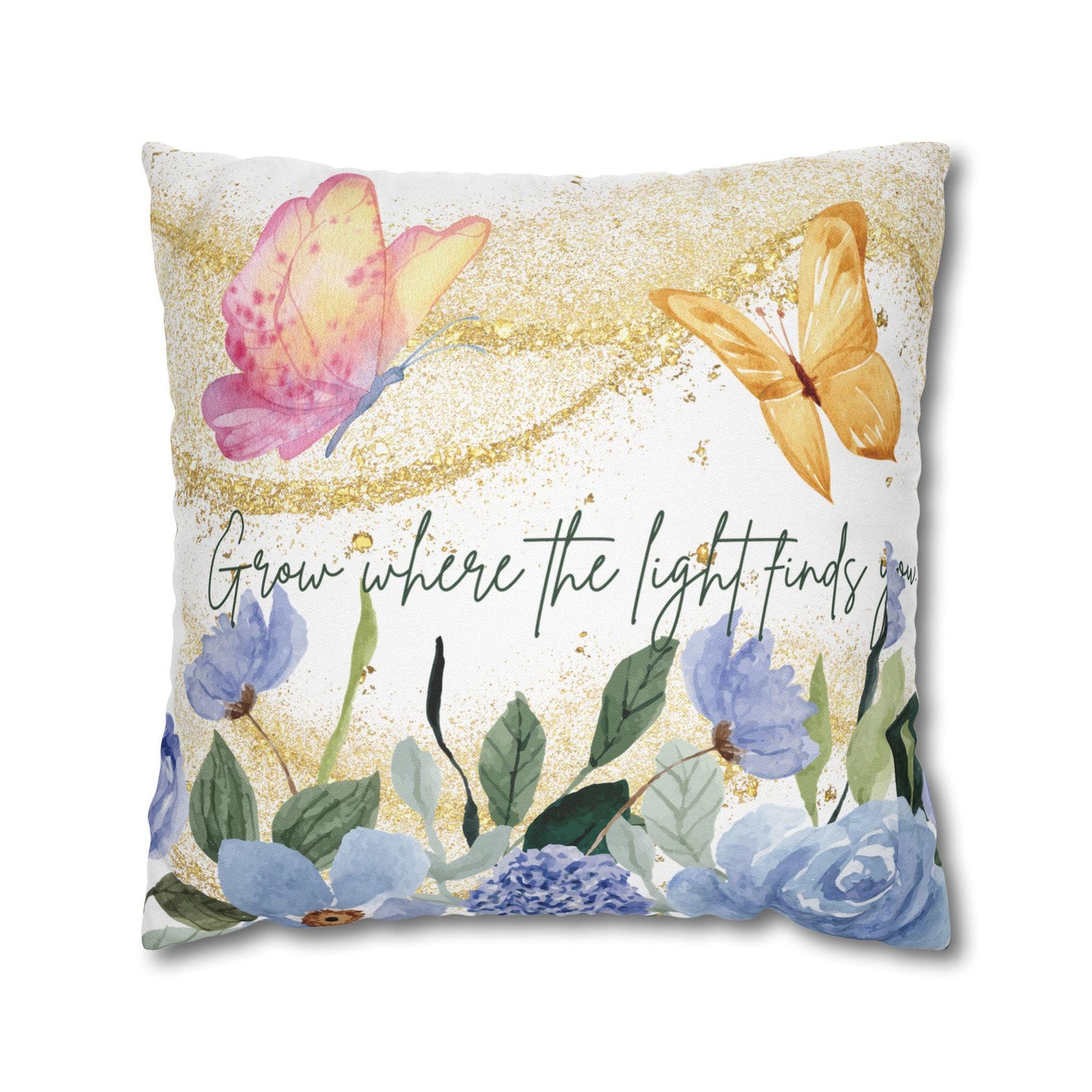 Botanical Decorative Pillow, Grow Where the Light Finds You, Floral Home Decor, Gift for Nature Lovers, Spring Decor, Cozy Accent