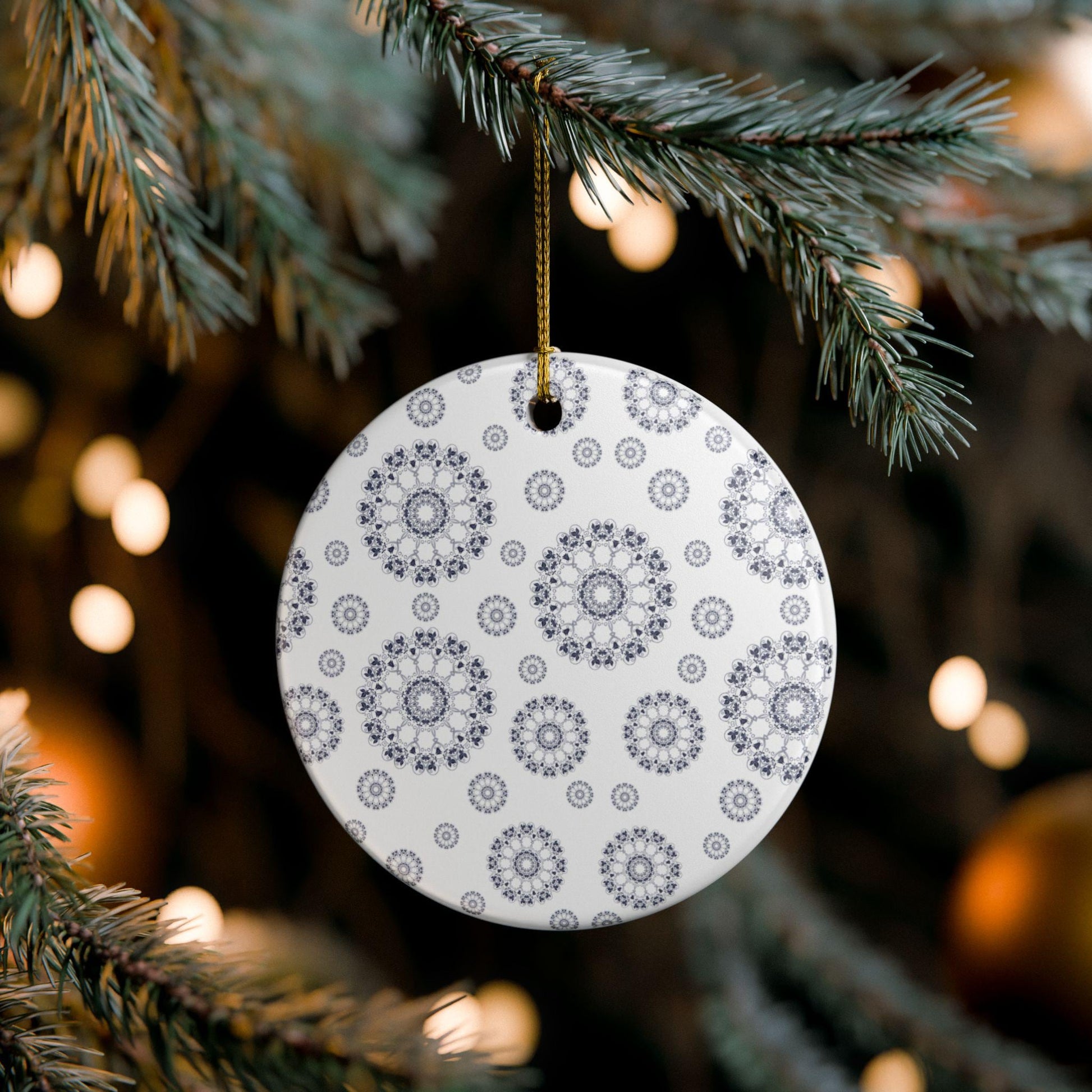 Elegant Ceramic Ornament for Home Décor, Holiday Tree Decoration, Personalized Gift, Wedding Favor, Festive Hanging Decor