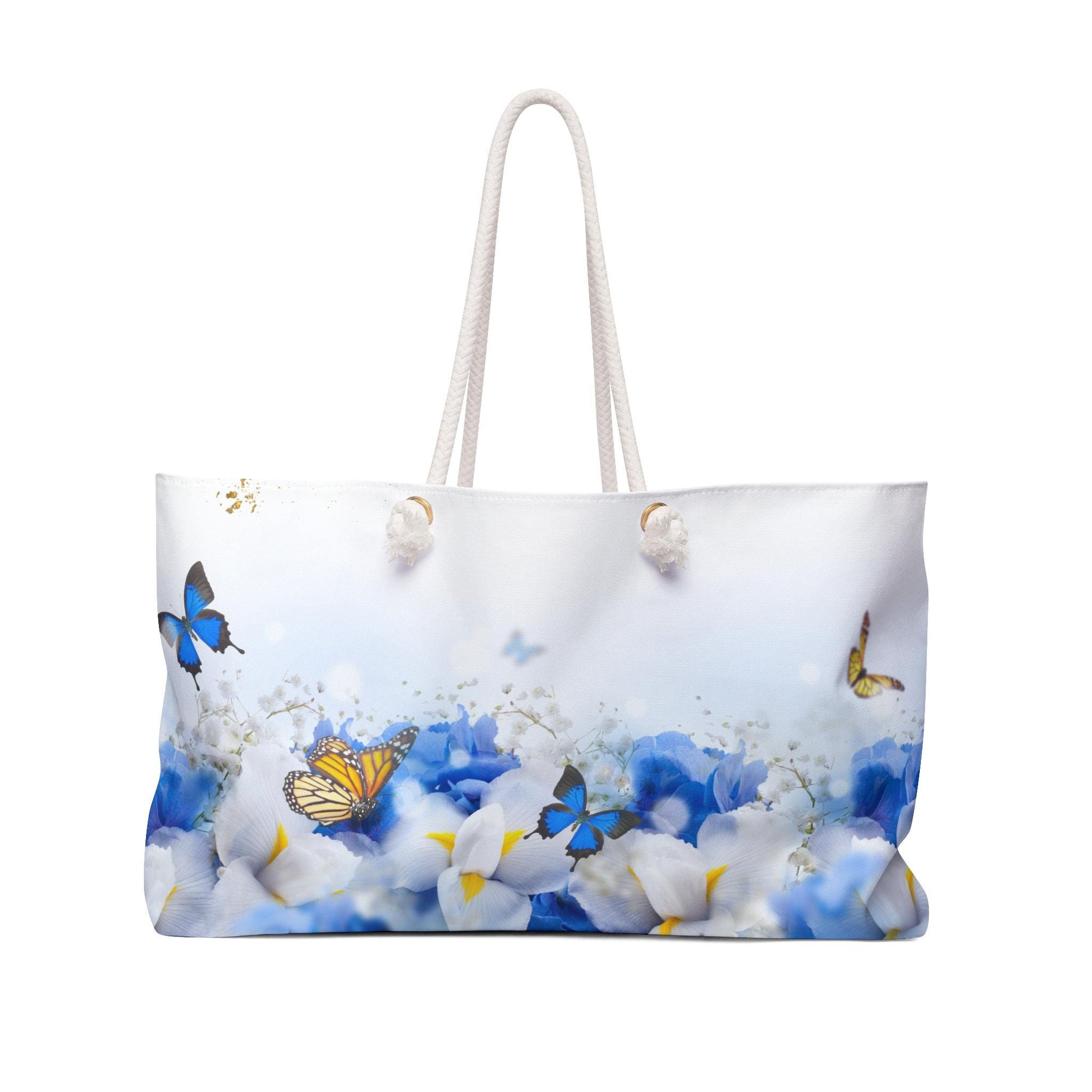 Chic Butterfly Floral Weekender Bag - Perfect for Travel, Beach & Weekend Getaways, Butterfly Print Tote Bag, Floral Travel Bag, Summer