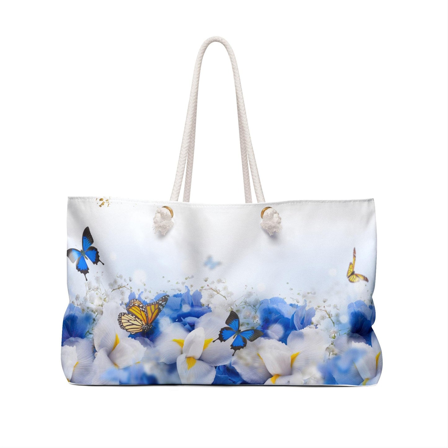 Chic Butterfly Floral Weekender Bag - Perfect for Travel, Beach & Weekend Getaways, Butterfly Print Tote Bag, Floral Travel Bag, Summer
