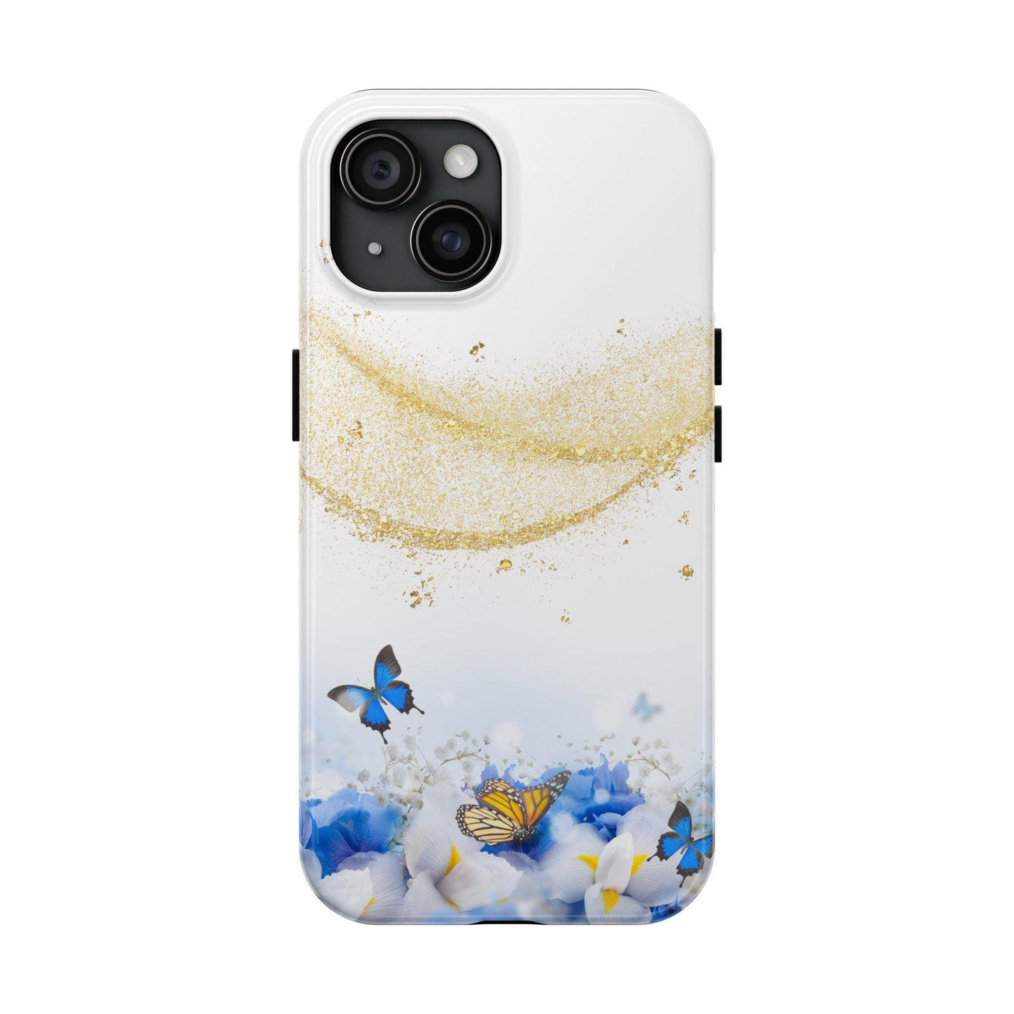Butterfly Glitter Tough Phone Case, Elegant Floral Phone Case, Gift for Her, Stylish Phone Accessory, Nature Lover's Gift