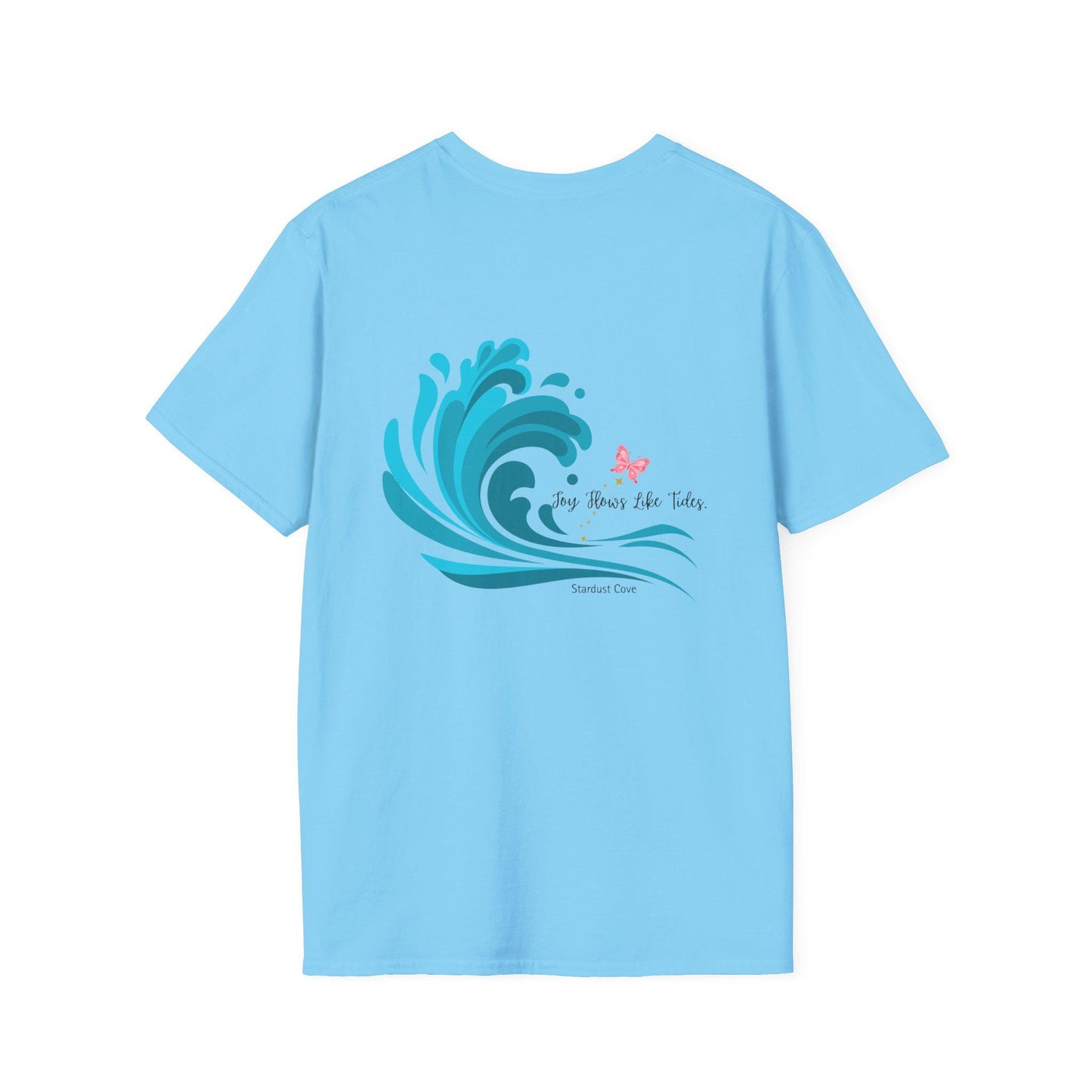 Joy Flows Like Tides Shirt Coastal Butterfly Graphic Tee Celestial Ocean Vibes Stardust Cove Aesthetic T-Shirt Gift