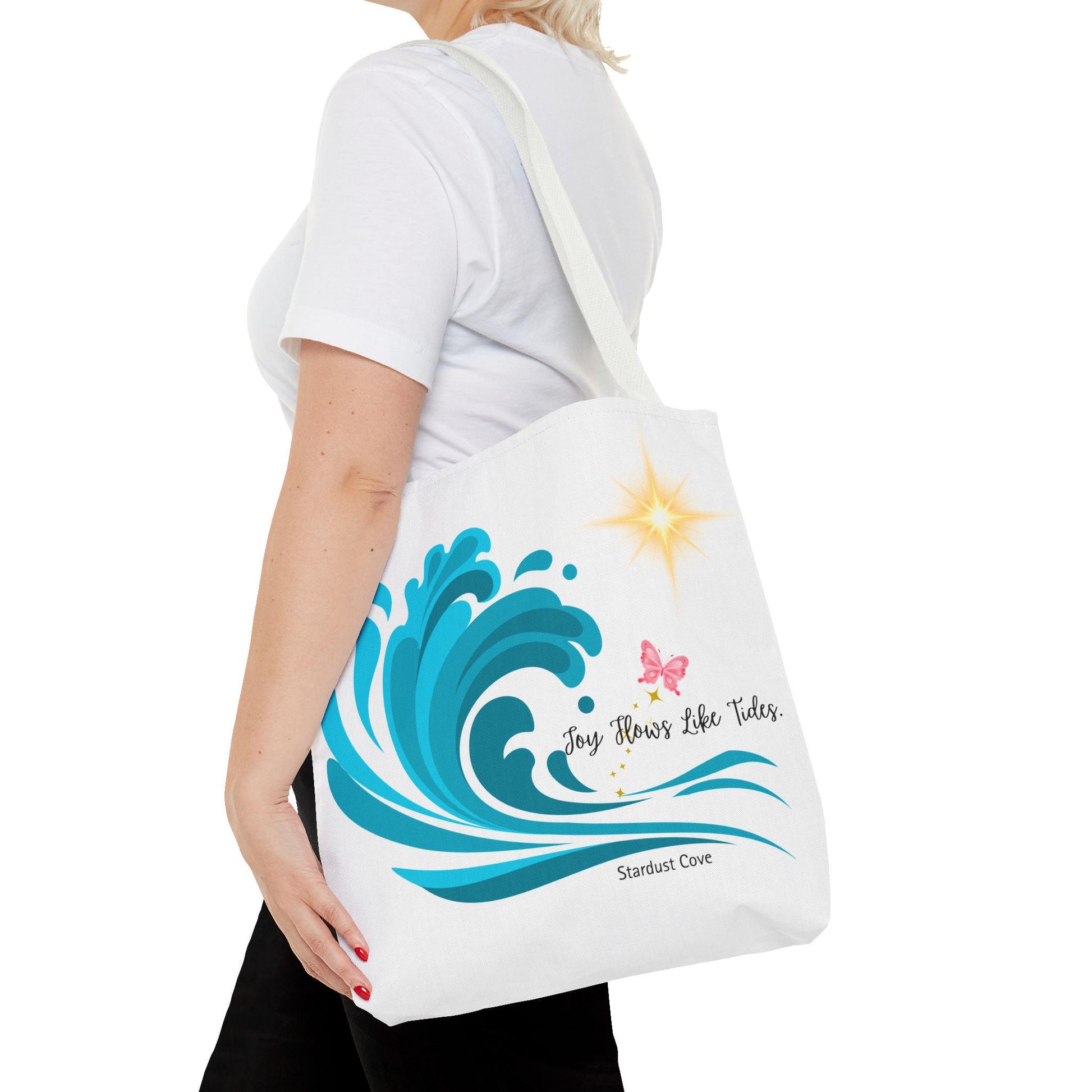 Joy Flows Like Water Tote Bag, Colorful Beach Bag, Vacation Tote, Eco-Friendly Carryall, Summer Accessories, Gift for Ocean Lovers