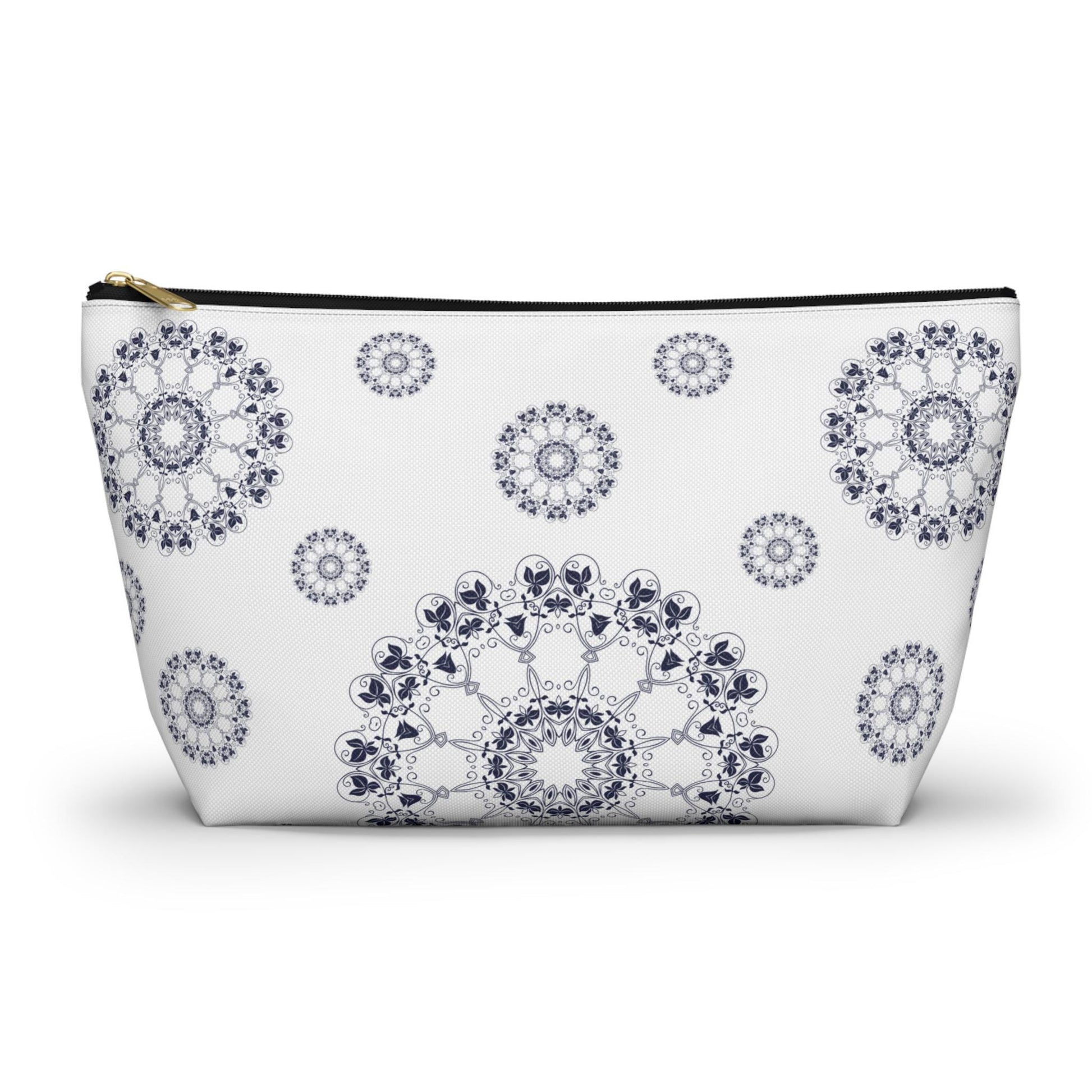 Elegant Mandala Accessory Pouch, Makeup Bag, Travel Organizer, Gift for Her, Floral Design