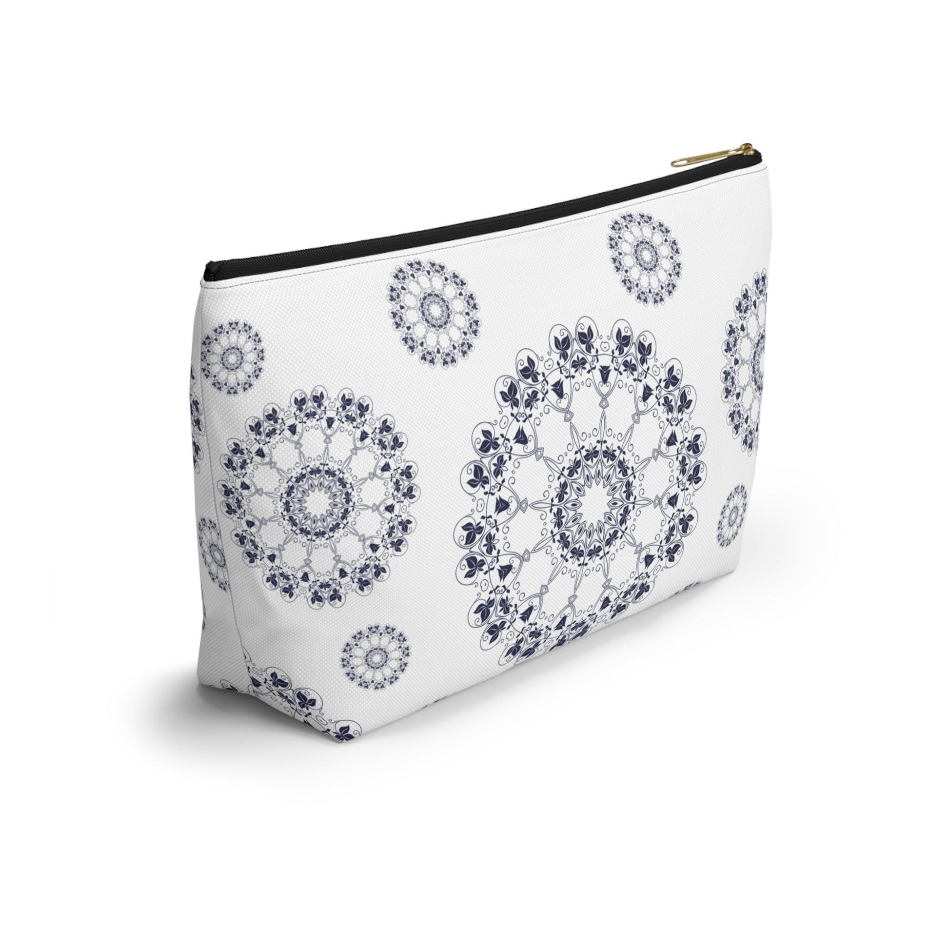 Elegant Mandala Accessory Pouch, Makeup Bag, Travel Organizer, Gift for Her, Floral Design