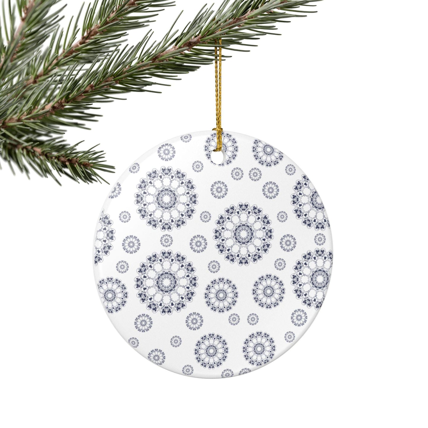 Elegant Ceramic Ornament for Home Décor, Holiday Tree Decoration, Personalized Gift, Wedding Favor, Festive Hanging Decor
