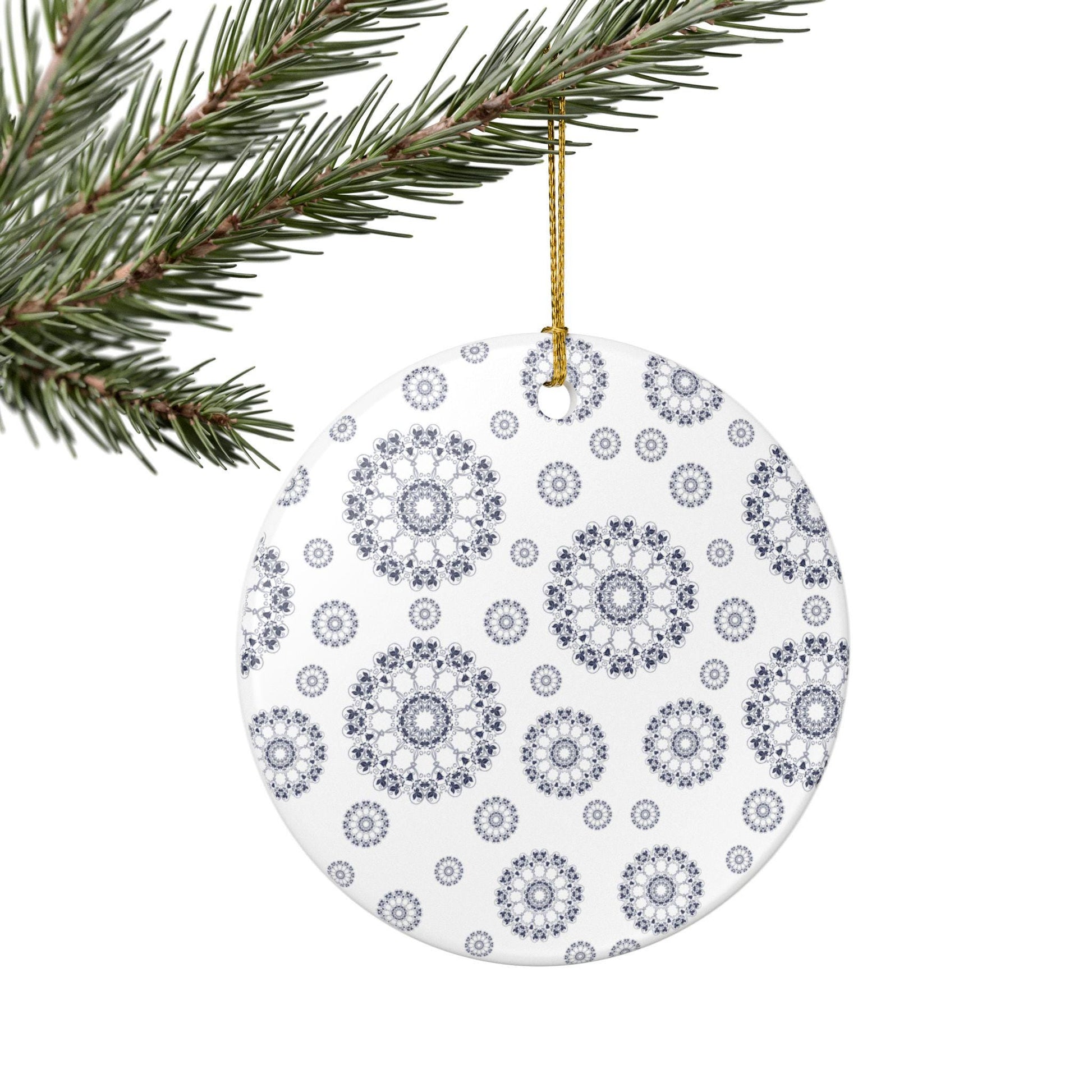 Elegant Ceramic Ornament for Home Décor, Holiday Tree Decoration, Personalized Gift, Wedding Favor, Festive Hanging Decor