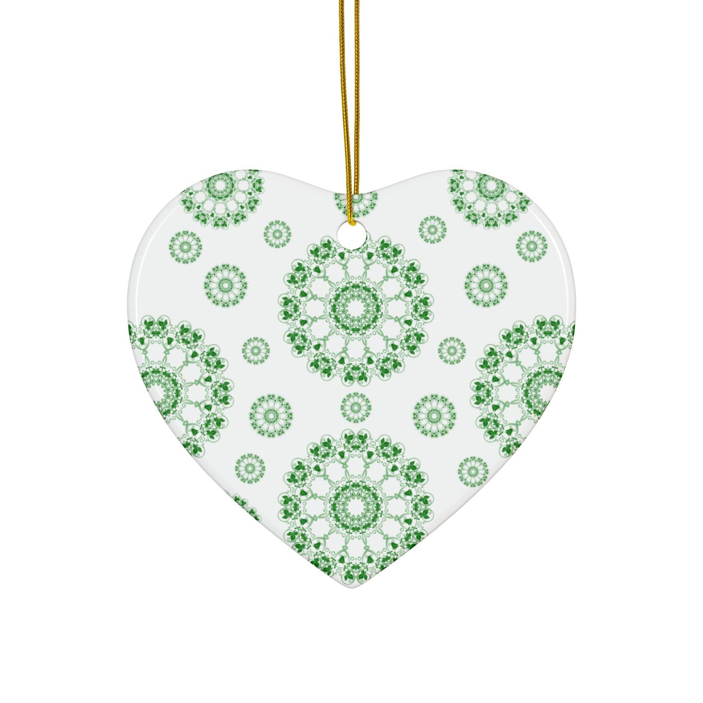 Ceramic Ornament Set - Beautiful Green Floral Design, Ideal for Christmas Tree, Gift Tags, Home Decor, Holiday Celebrations, 2-Side Print