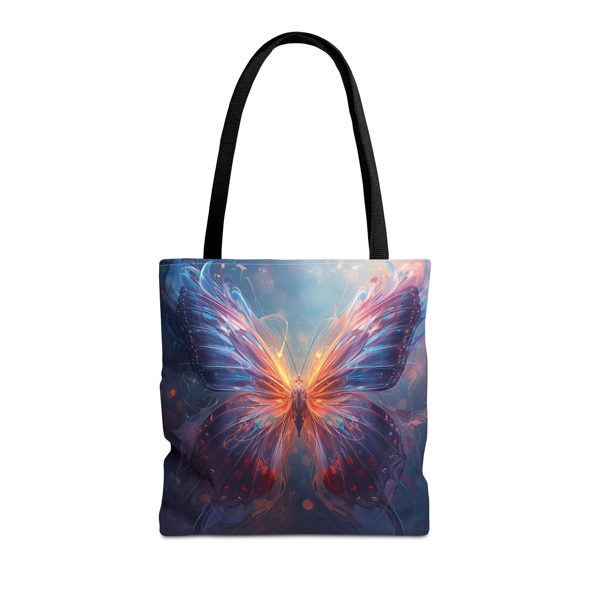 Luminous Butterfly Tote Bag | Amber Violet Floral Canvas Shoulder Bag