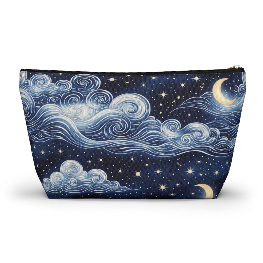 Starry Night Clouds Accessory Pouch | Moon and Swirl Sky Makeup Bag