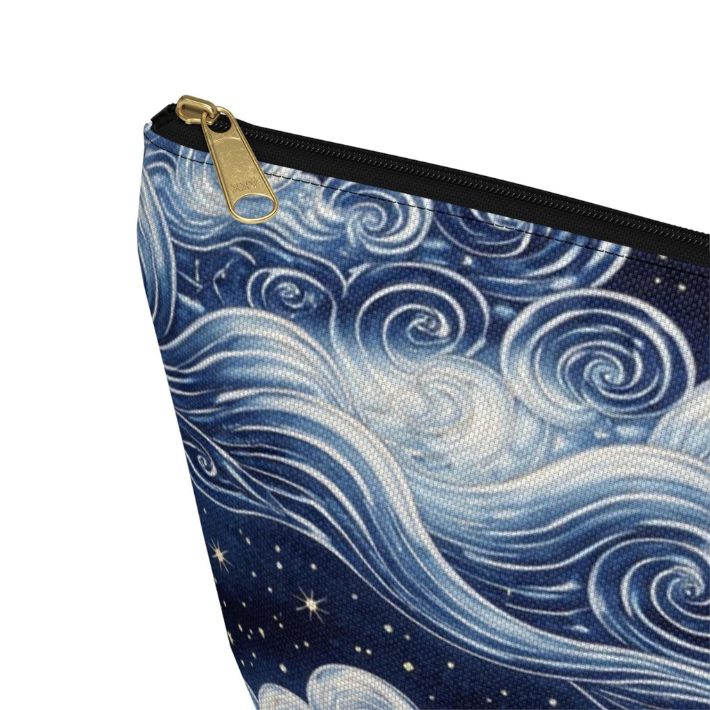 Starry Night Clouds Accessory Pouch | Moon and Swirl Sky Makeup Bag