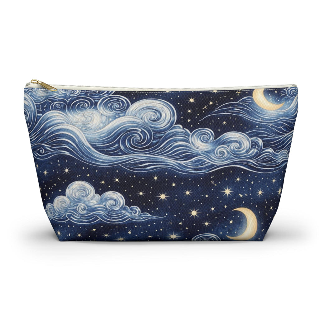 Starry Night Clouds Accessory Pouch | Moon and Swirl Sky Makeup Bag