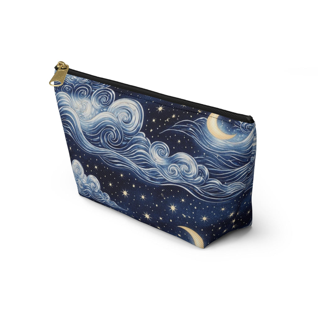 Starry Night Clouds Accessory Pouch | Moon and Swirl Sky Makeup Bag