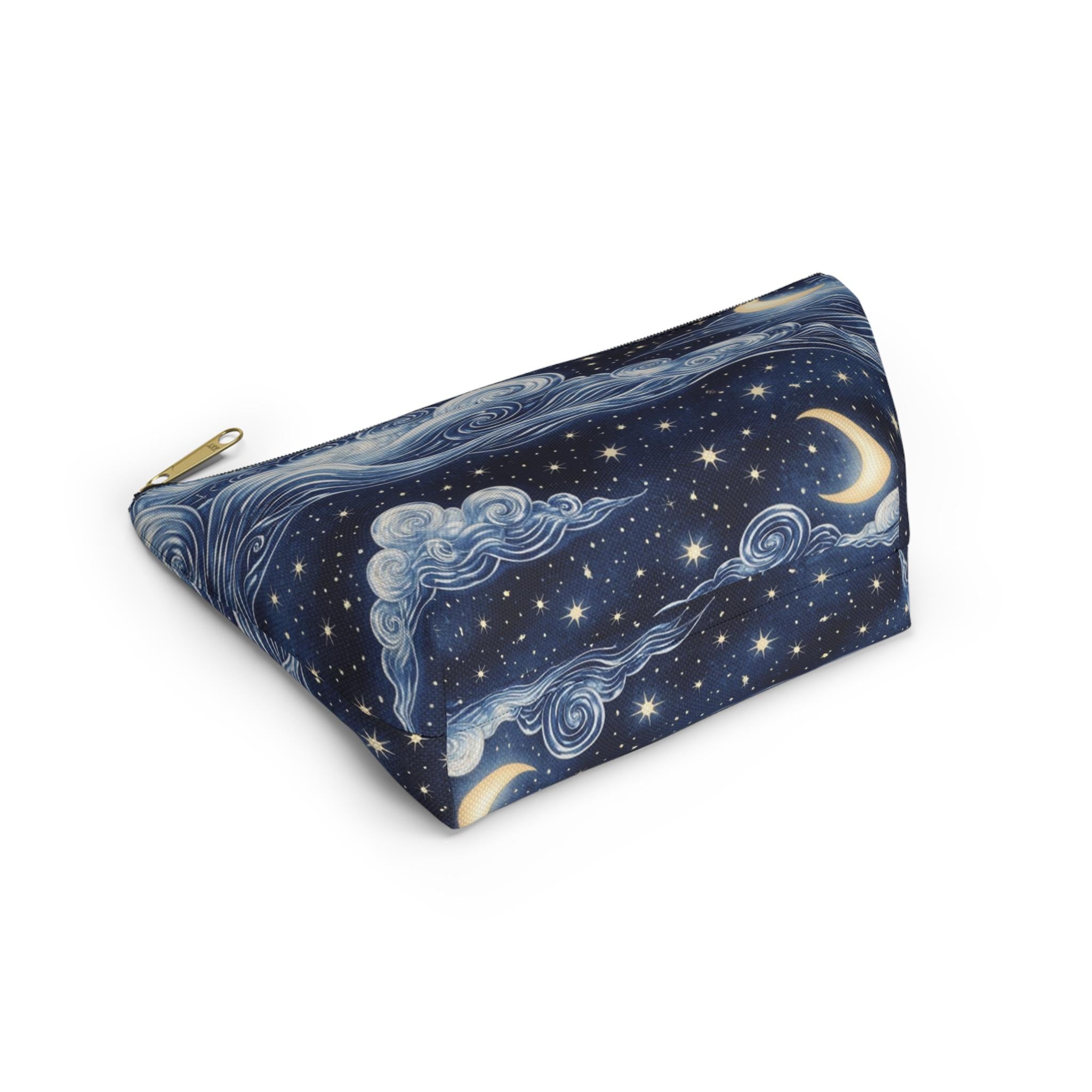 Starry Night Clouds Accessory Pouch | Moon and Swirl Sky Makeup Bag