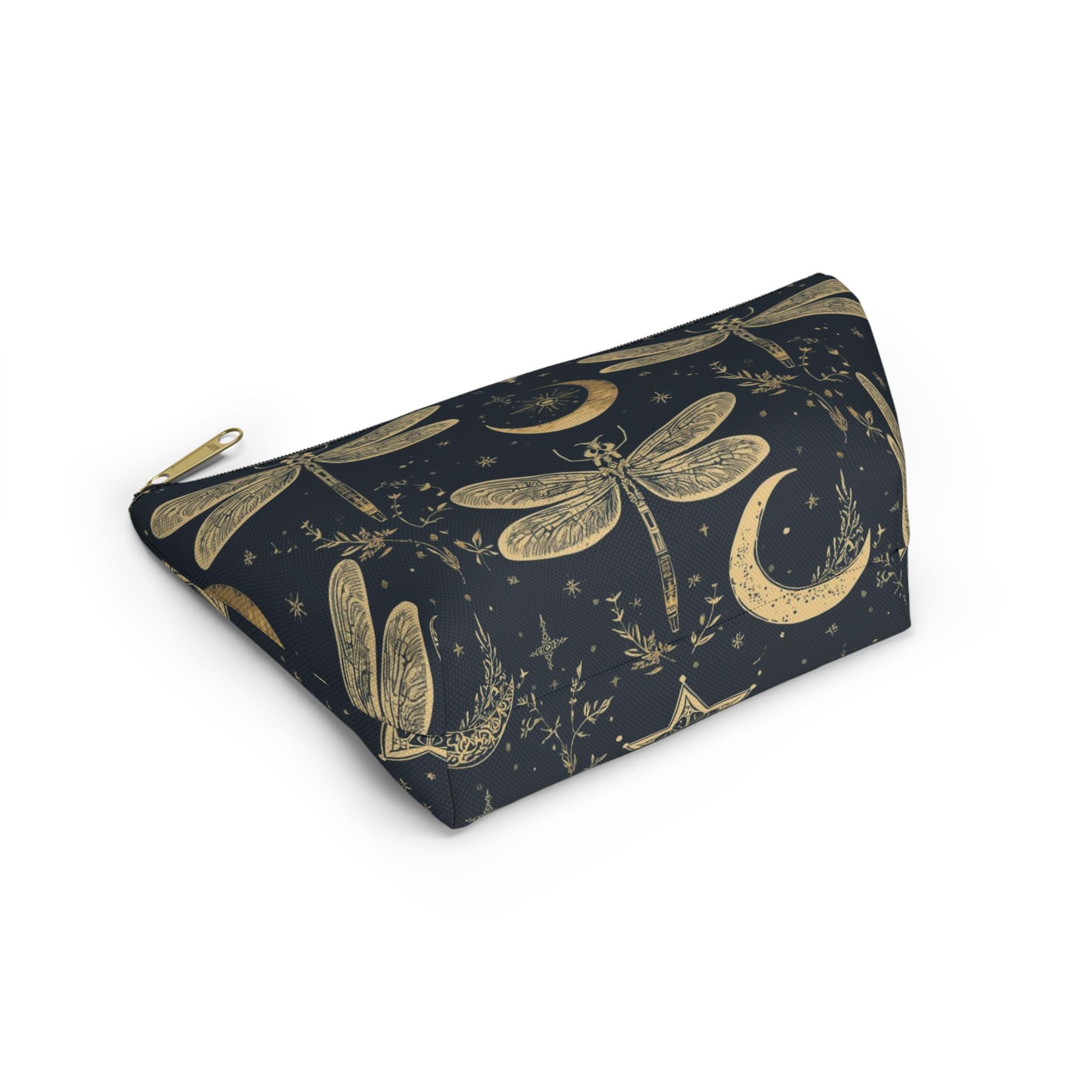 Golden Dragonfly Moon Pattern Accessory Pouch