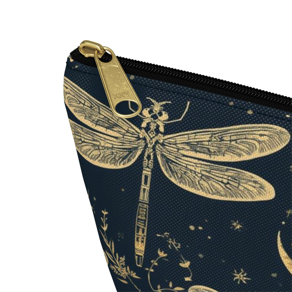 Golden Dragonfly Moon Pattern Accessory Pouch