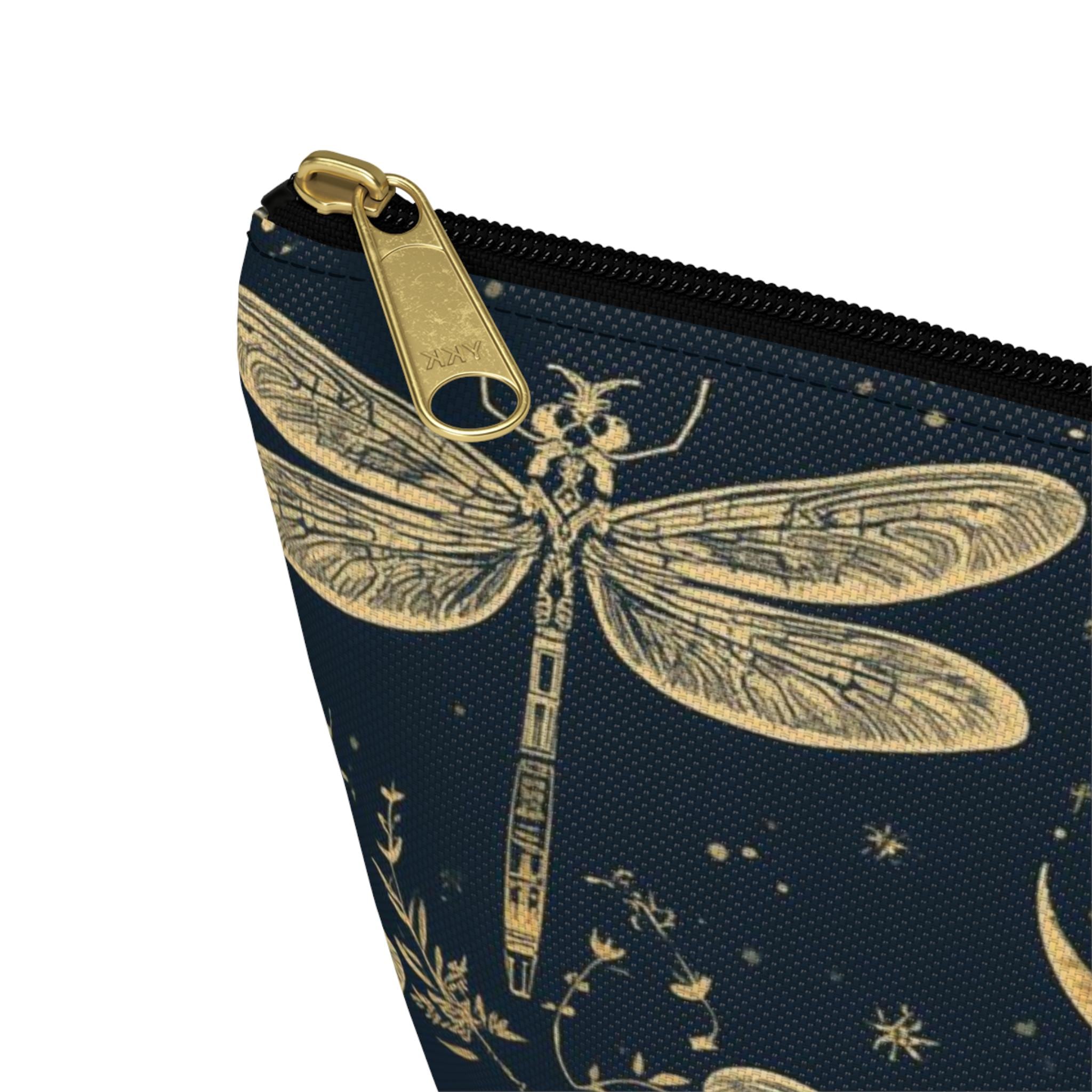 Golden Dragonfly Moon Pattern Accessory Pouch