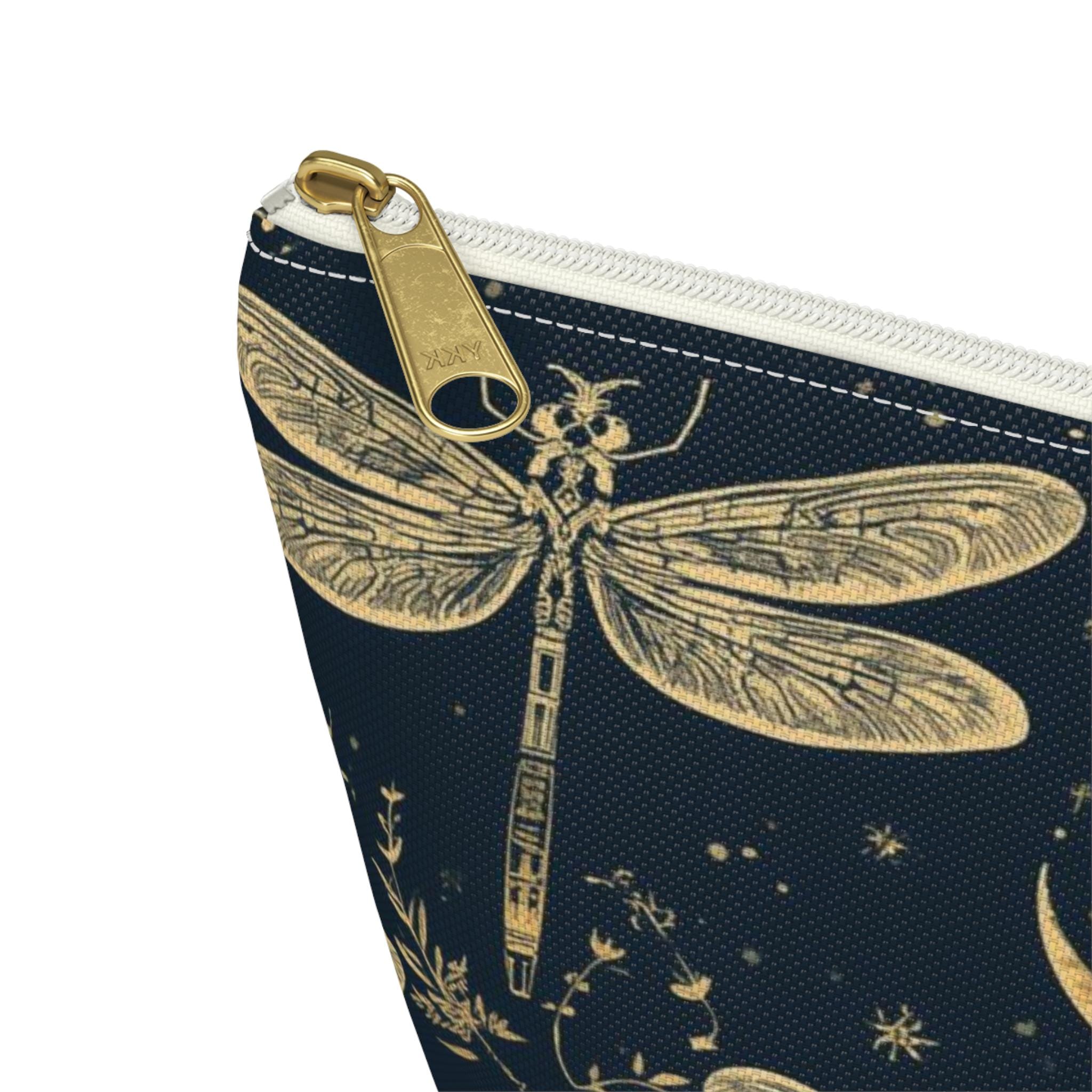 Golden Dragonfly Moon Pattern Accessory Pouch