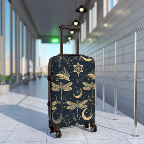 Celestial Dragonfly Moon Suitcase | Stardust Cove Travel Luggage | Starry Night Carry On