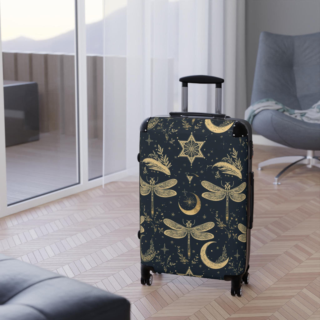 Celestial Dragonfly Moon Suitcase | Stardust Cove Travel Luggage | Starry Night Carry On