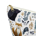 Pouch with fox design and floral patterns on a white background