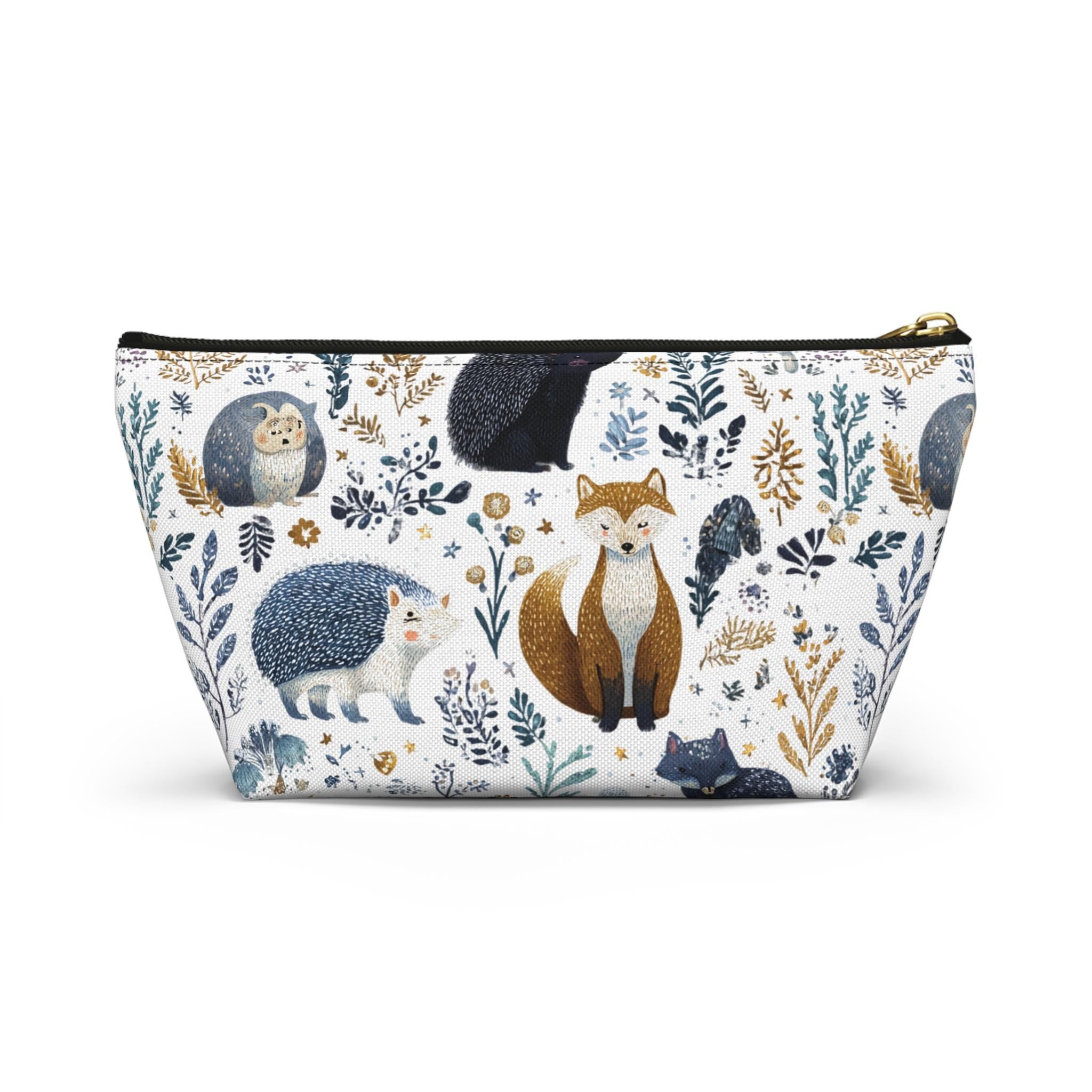 Pouch with forest animal pattern on a white background