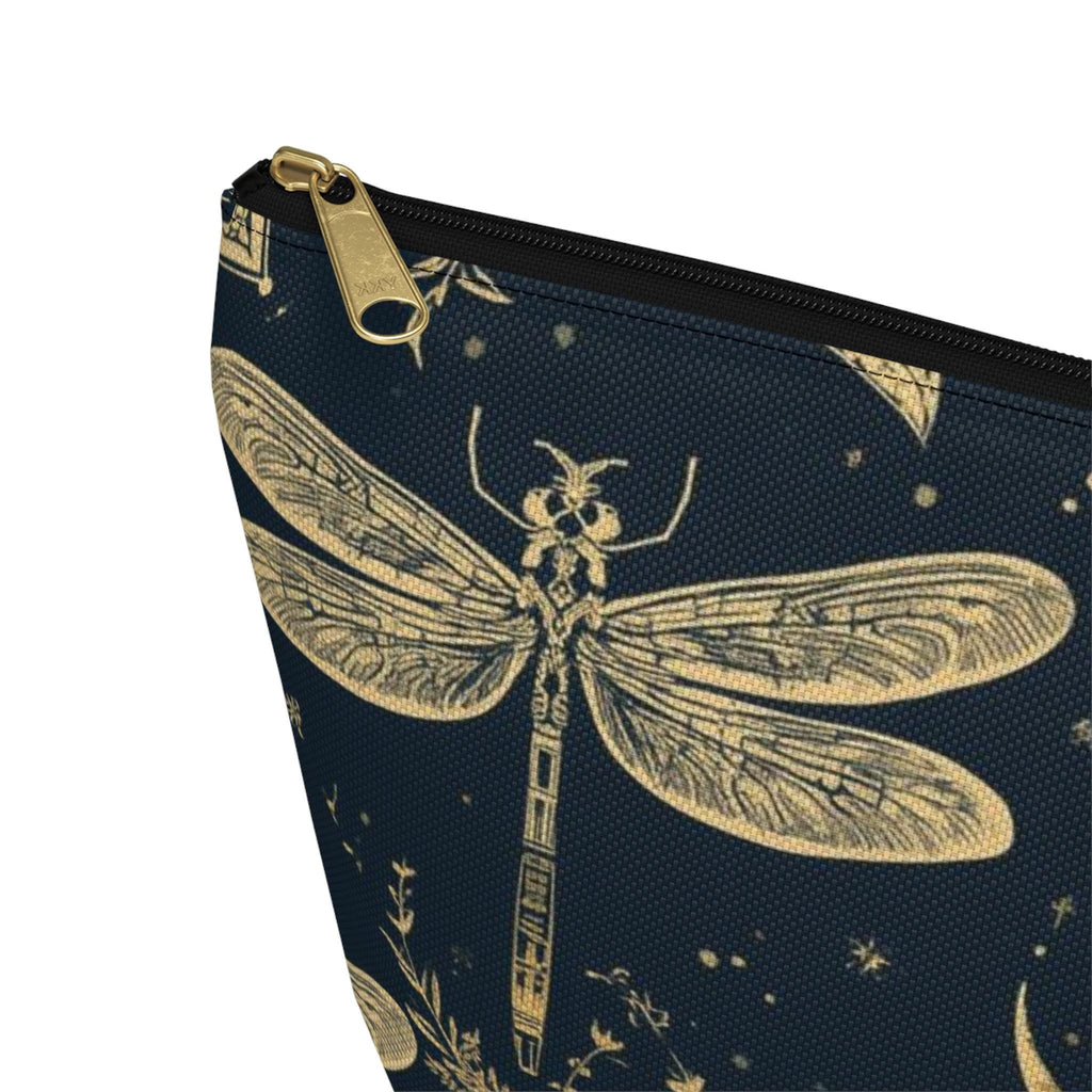 Golden Dragonfly Moon Pattern Accessory Pouch