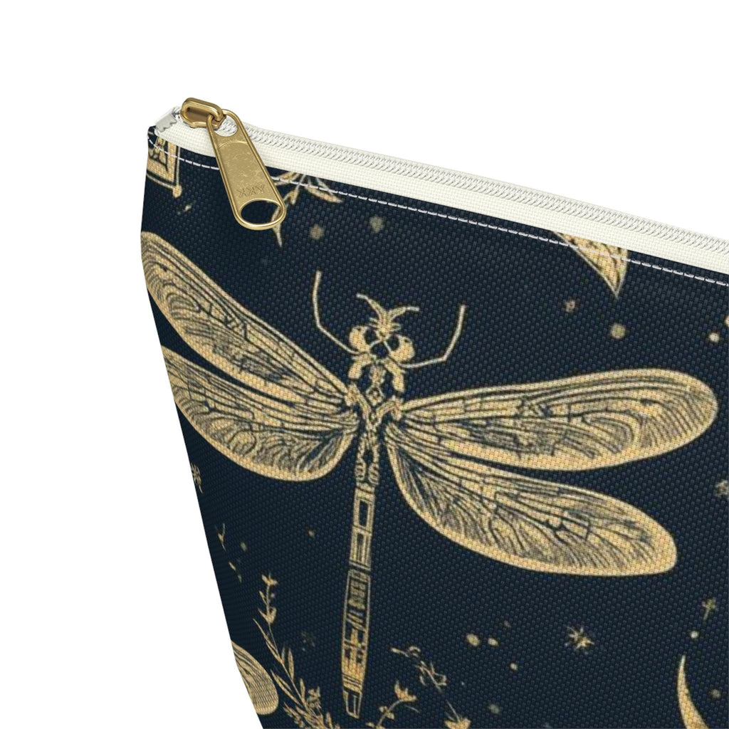 Golden Dragonfly Moon Pattern Accessory Pouch