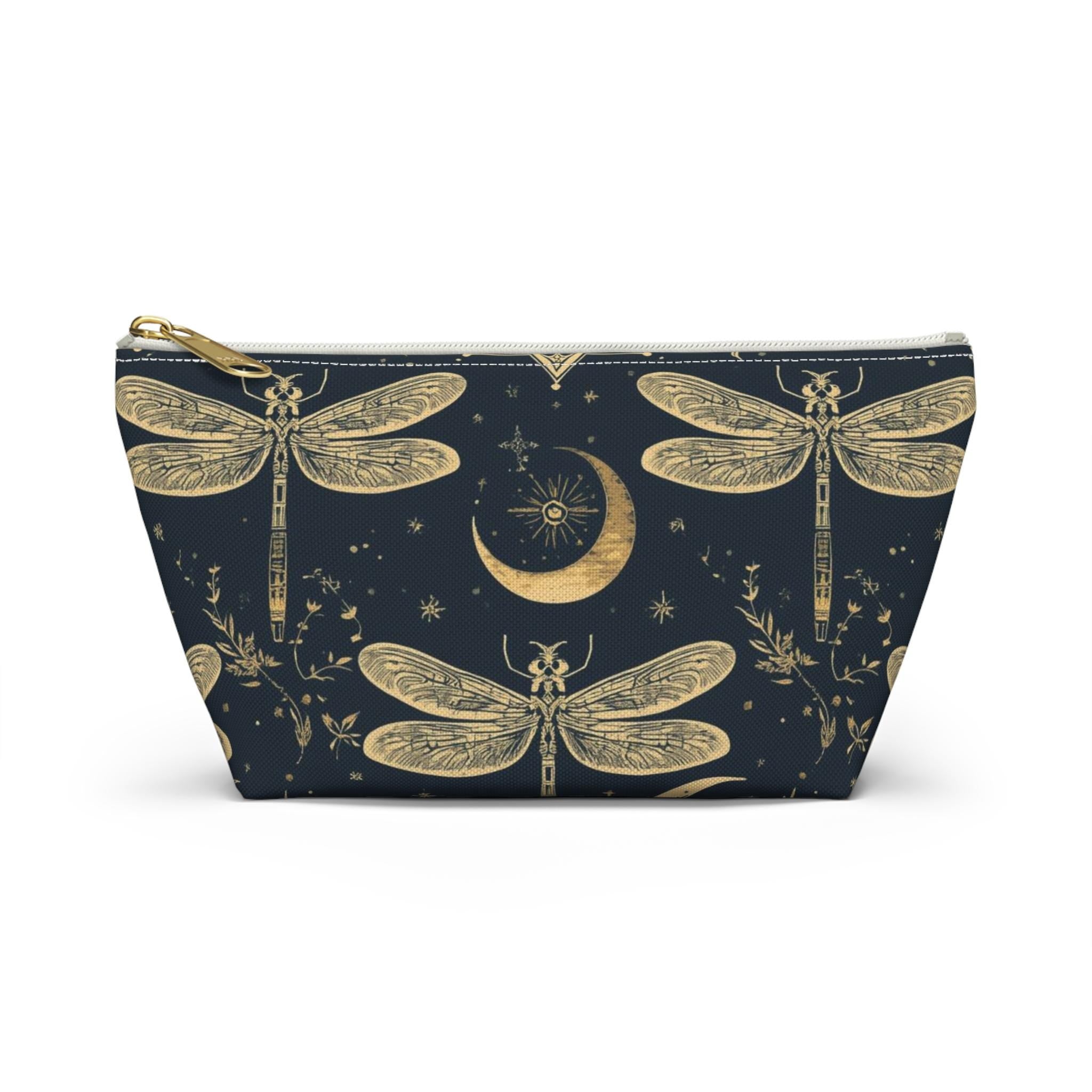 Golden Dragonfly Moon Pattern Accessory Pouch