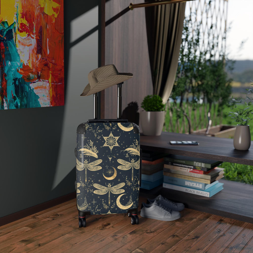 Celestial Dragonfly Moon Suitcase | Stardust Cove Travel Luggage | Starry Night Carry On