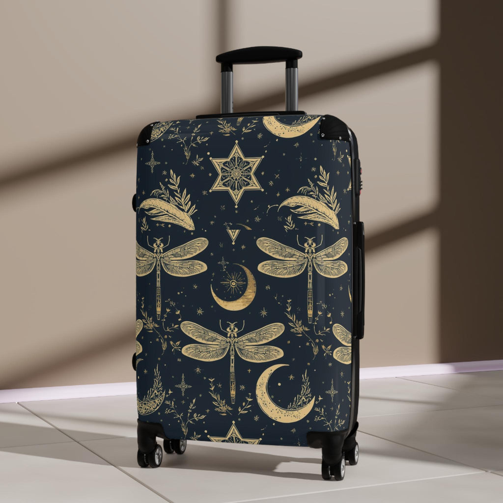 Celestial Dragonfly Moon Suitcase | Stardust Cove Travel Luggage | Starry Night Carry On