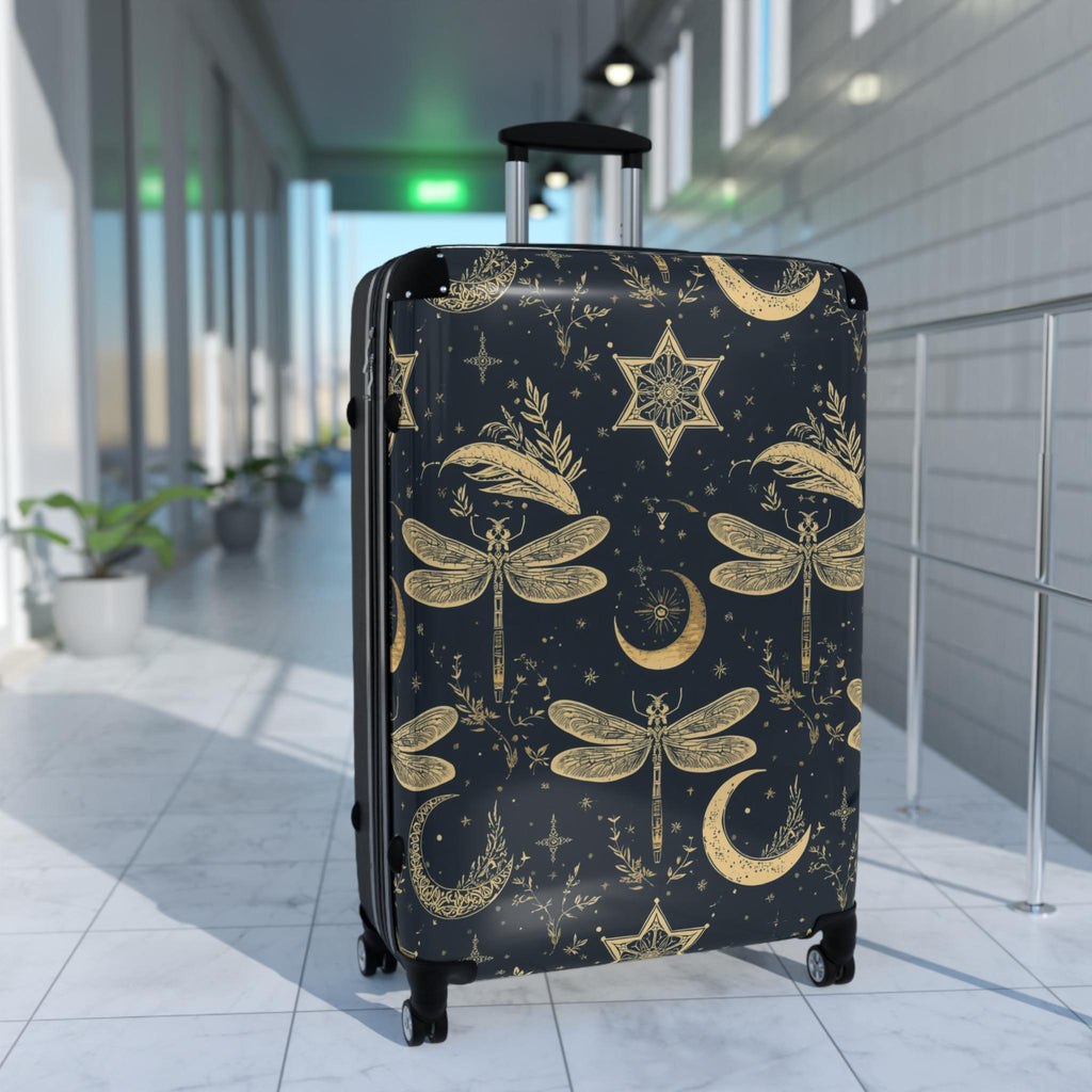 Celestial Dragonfly Moon Suitcase | Stardust Cove Travel Luggage | Starry Night Carry On