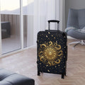 Golden Sun Burst and Moon Suitcase Celestial Luggage