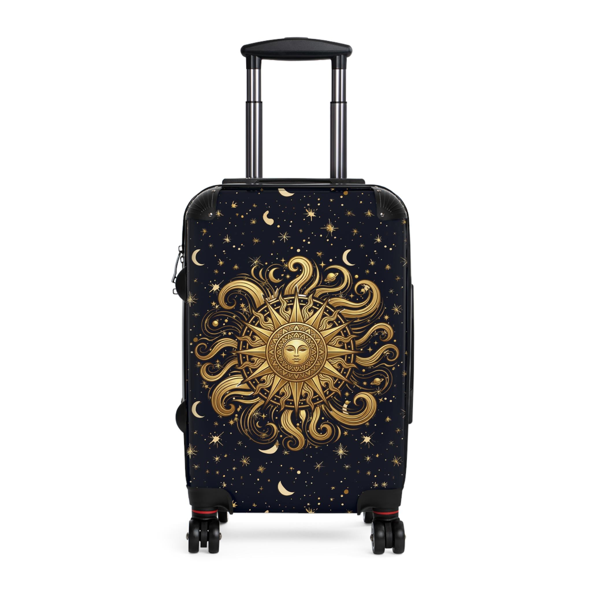 Golden Sun Burst and Moon Suitcase Celestial Luggage