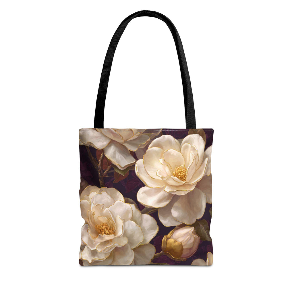 Cream Camellia Floral Tote Bag | Vintage Botanical All-Over Print