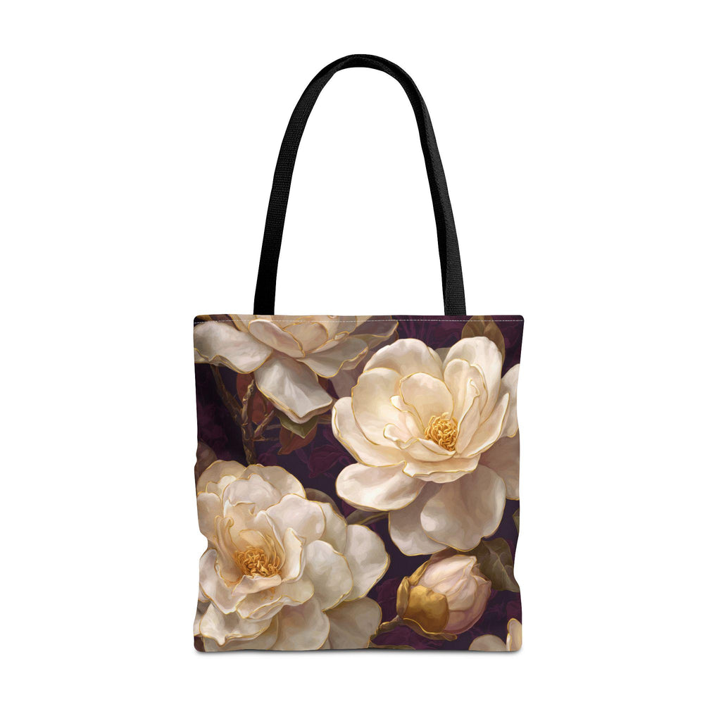 Cream Camellia Floral Tote Bag | Vintage Botanical All-Over Print