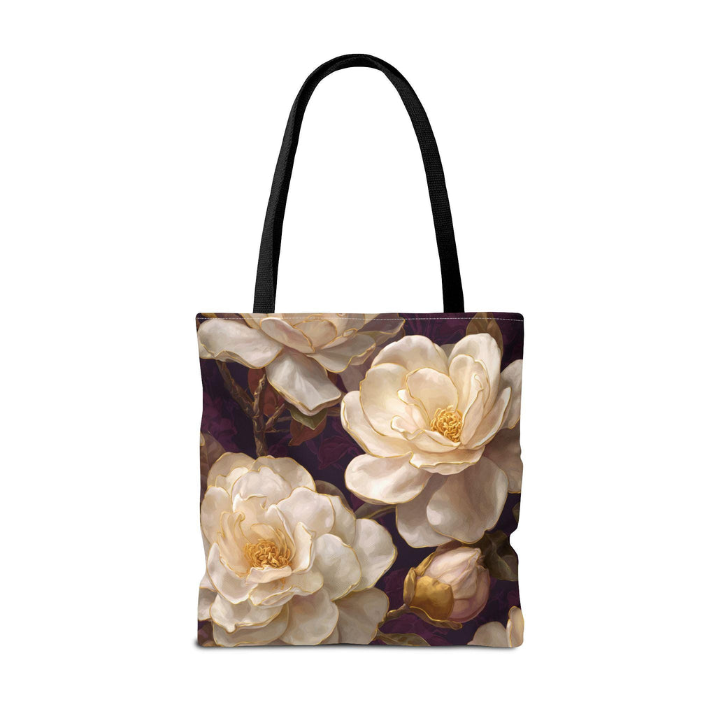 Cream Camellia Floral Tote Bag | Vintage Botanical All-Over Print