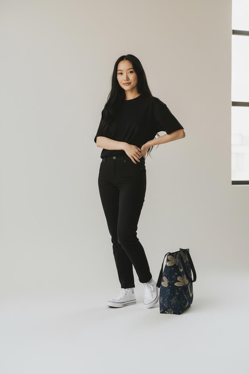 Gold Dragonfly Crescent Moon Tote Bag | Celestial Night Pattern