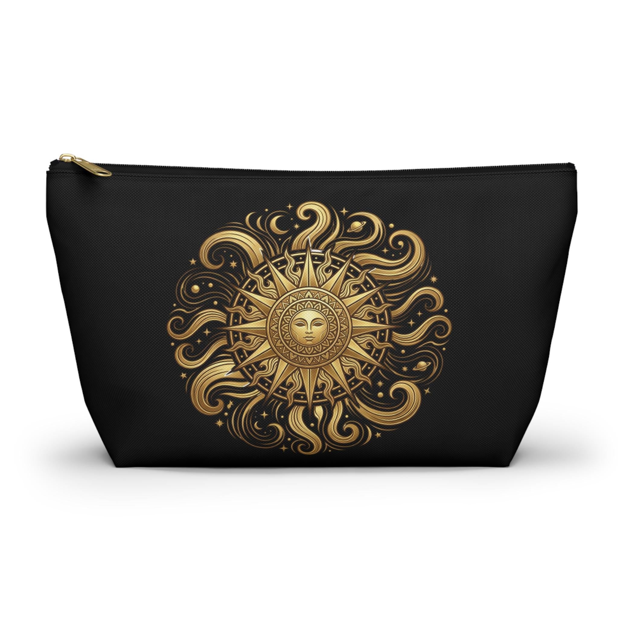 Golden Sun Celestial Pouch | Makeup Bag, T-Bottom Accessory Organizer