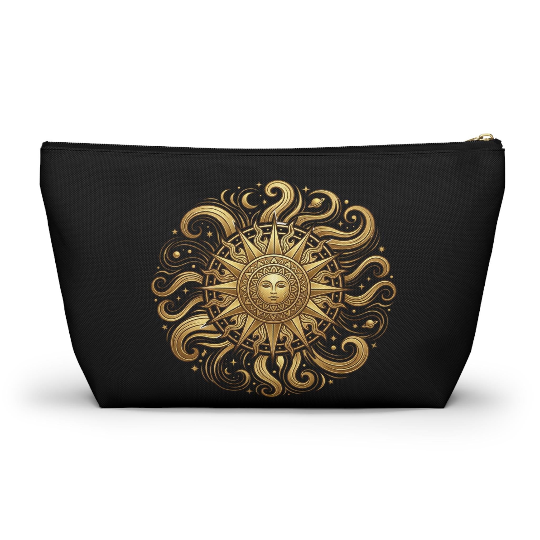 Golden Sun Celestial Pouch | Makeup Bag, T-Bottom Accessory Organizer