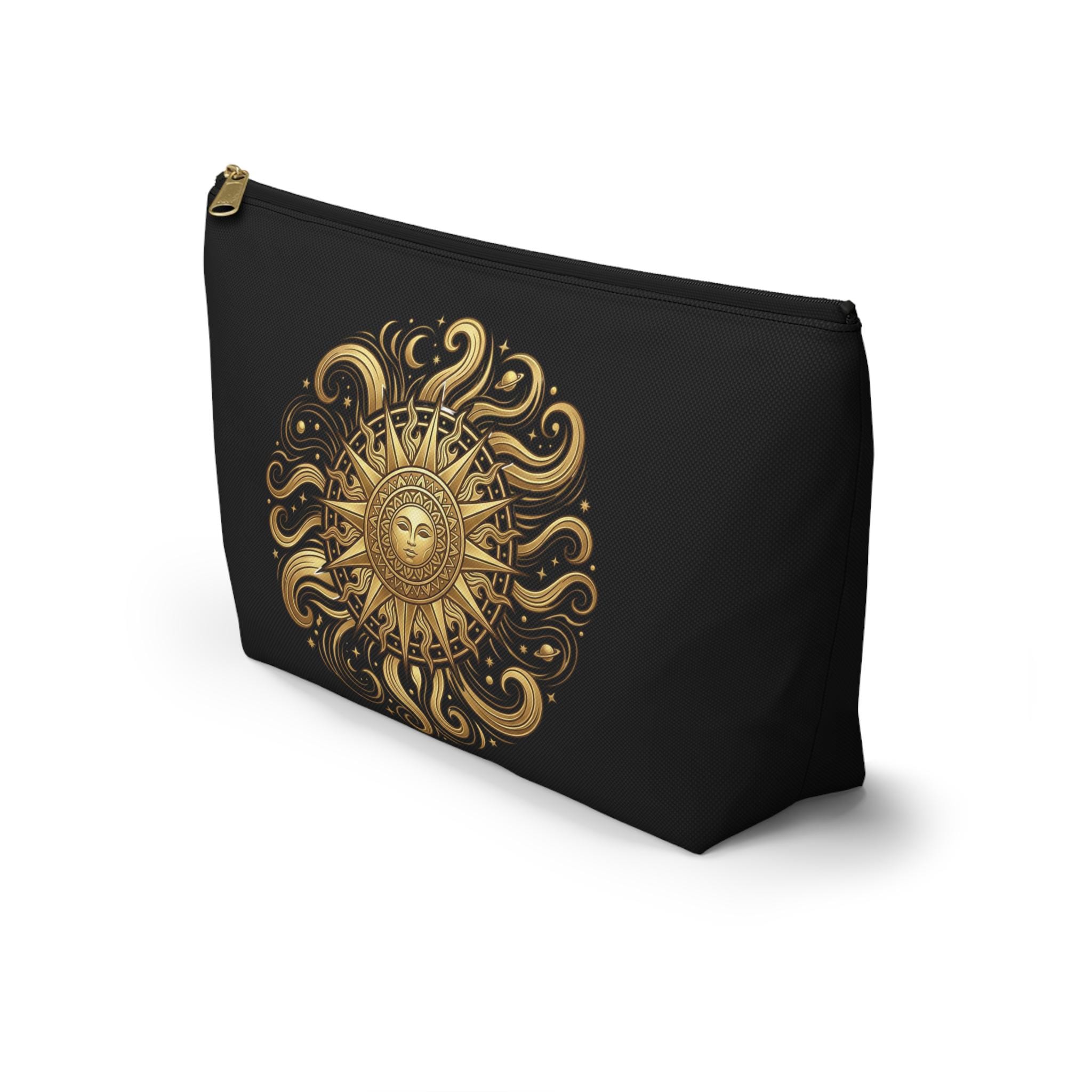 Golden Sun Celestial Pouch | Makeup Bag, T-Bottom Accessory Organizer