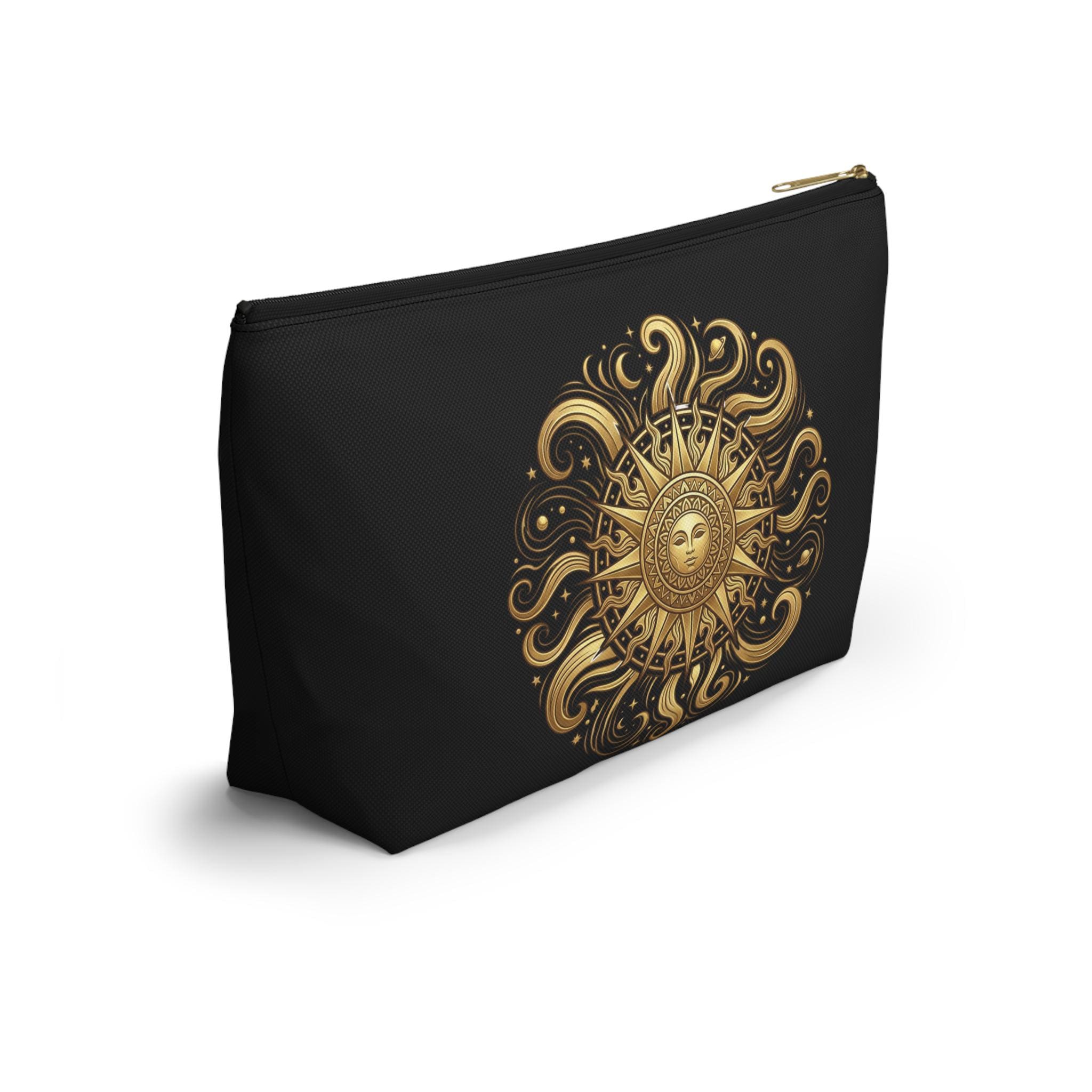 Golden Sun Celestial Pouch | Makeup Bag, T-Bottom Accessory Organizer