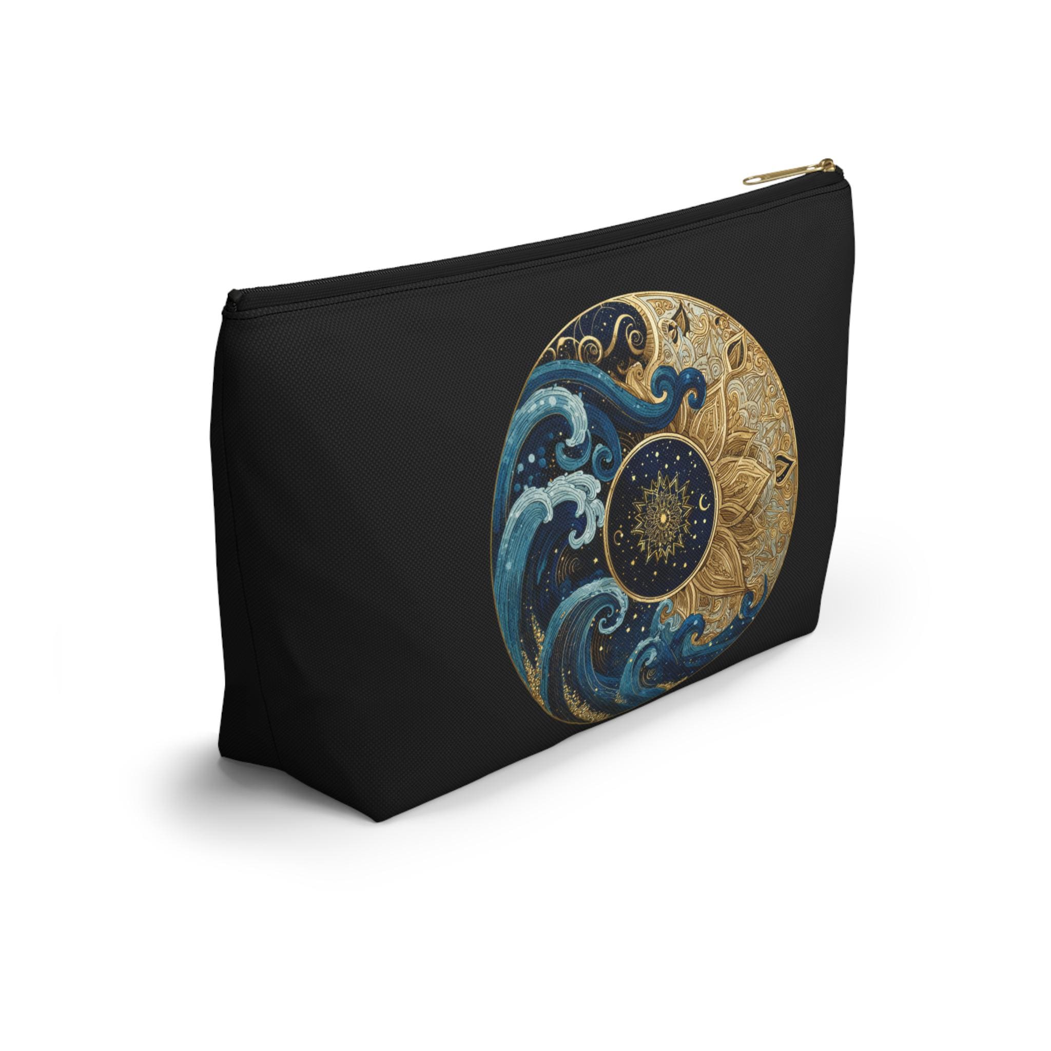 Ocean Wave Moon Mandala Accessory Pouch